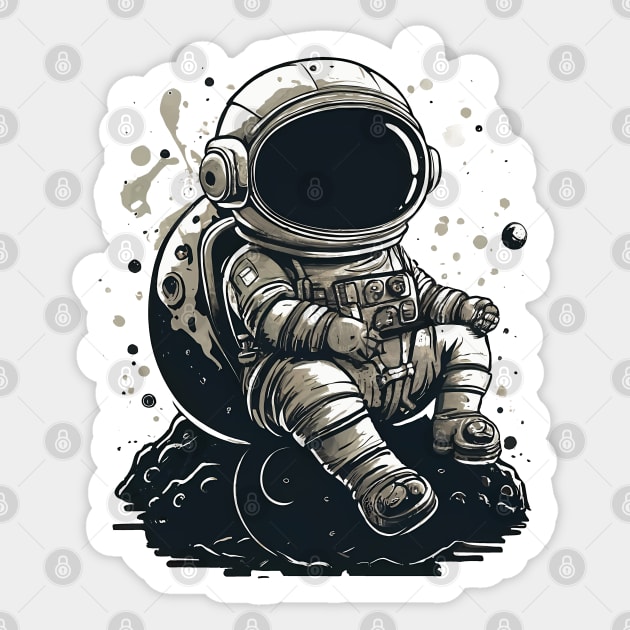 Cute Astronaut Sitting On Moon Sticker by designerhandsome